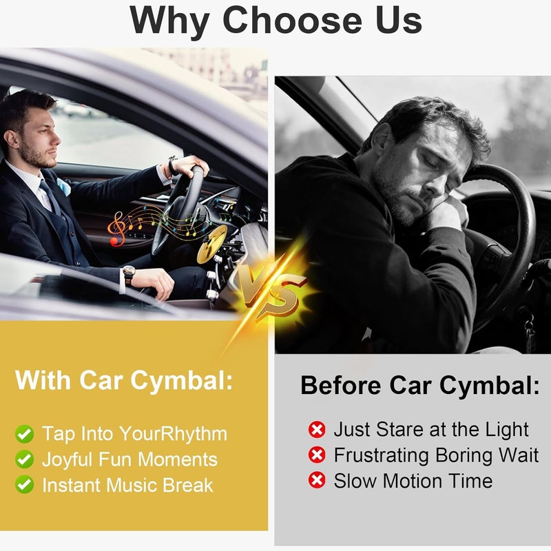 Taikcsut Car Cymbal Air Vent, Car Symbol Drum Air Vent, Crash Dash Board Drum Symbol, Mini Drums Crash Cymbal For Music Lovers(Gold) - Image 4